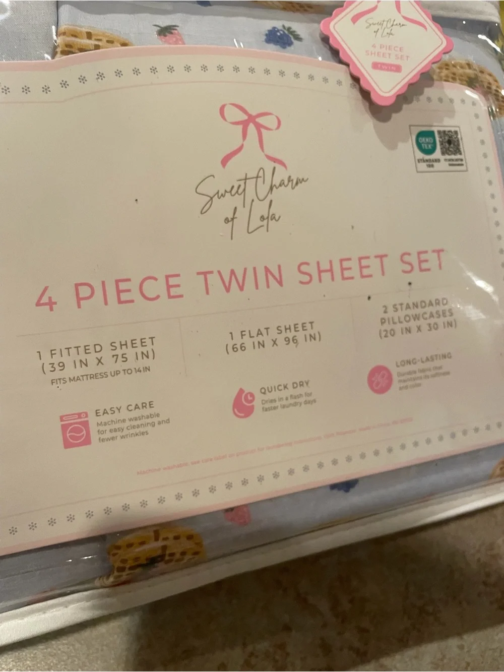 NWT Brunch Pancake and Waffle Patterned Twin Sheet Set